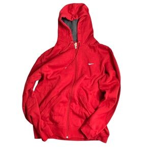 NIKE red vintage zip up hoodie embroidered logo large